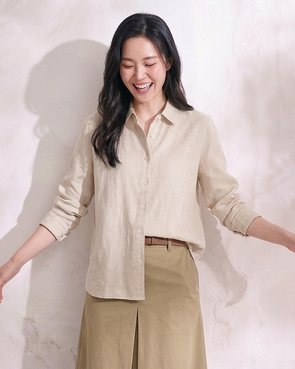 S-2XL 棉麻簡約 | 翻領寬鬆襯衫