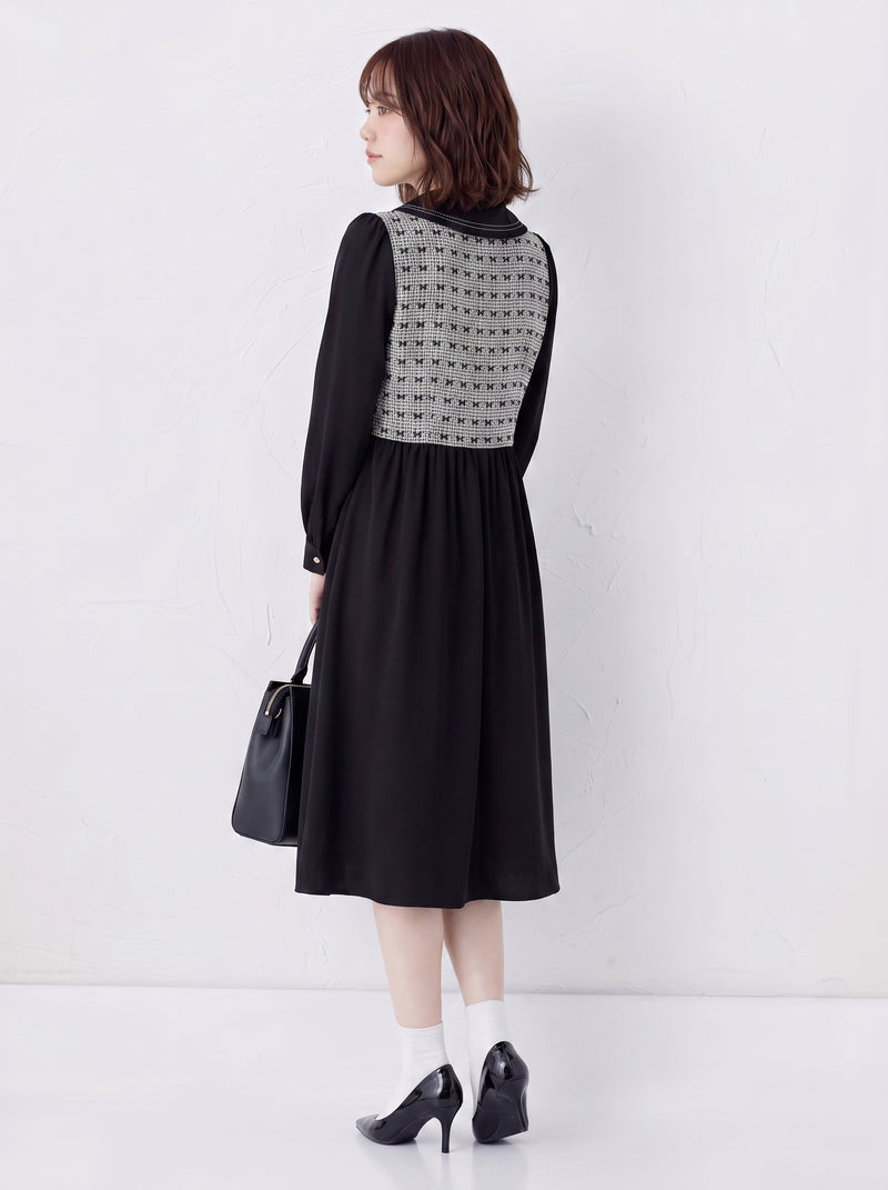 「秋季新品 」S-XL 拼接翻領收腰襯衫長袖洋裝