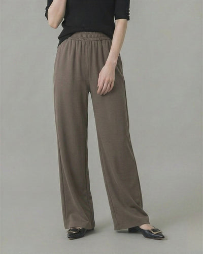 高腰鬆緊腰垂墜阔腿褲