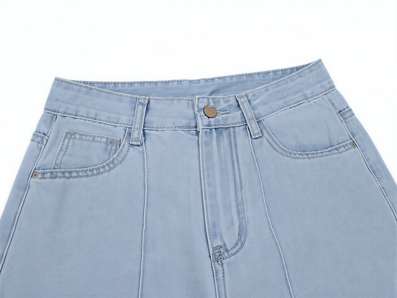 「秋季新品 」「2色」S-XL 高腰中線寬褲牛仔褲