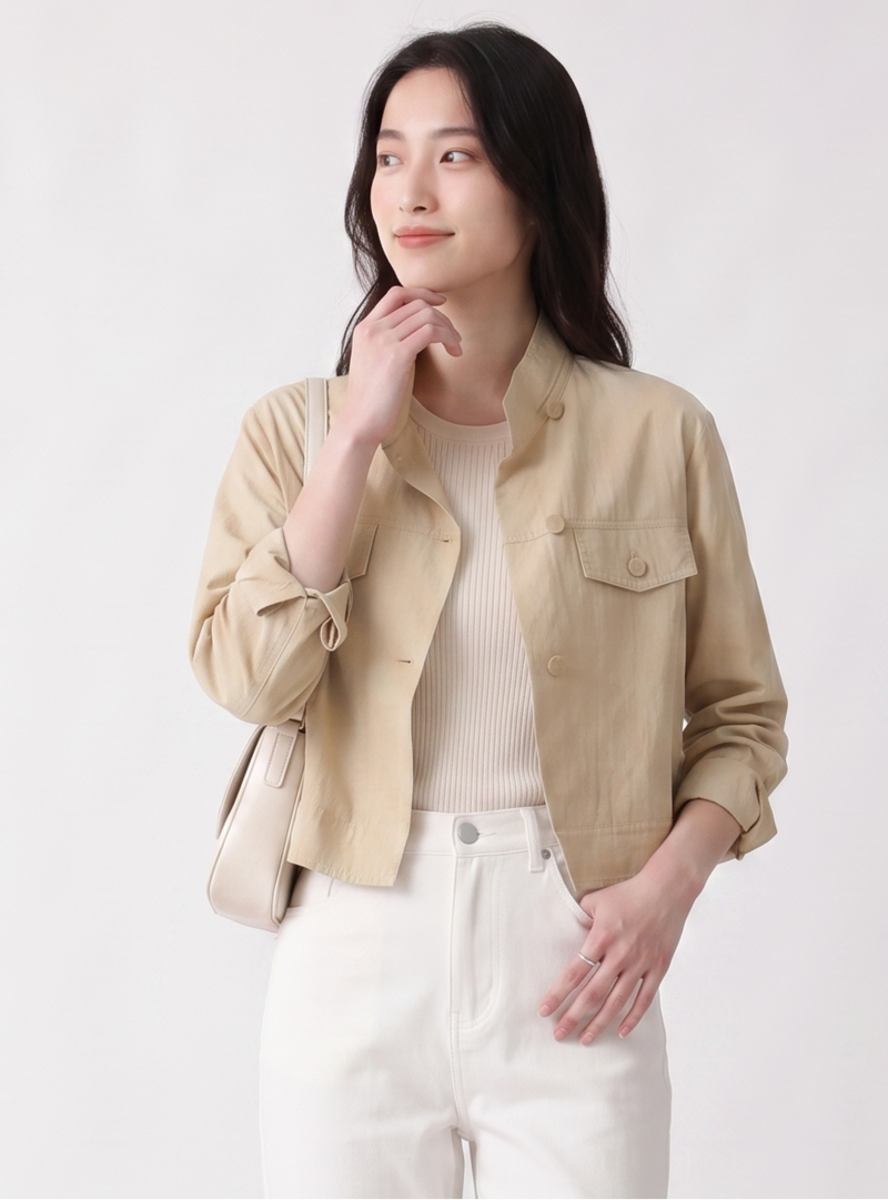 M-XL 氣質外搭 | 立領短版工裝防曬外套