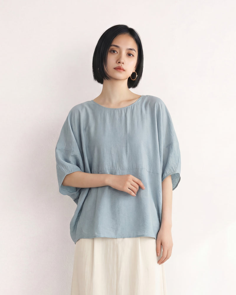 落肩蝙蝠袖寬鬆襯衫