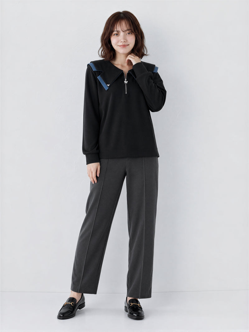 M-4XL 黑色拉鍊V領 | 設計感衛衣