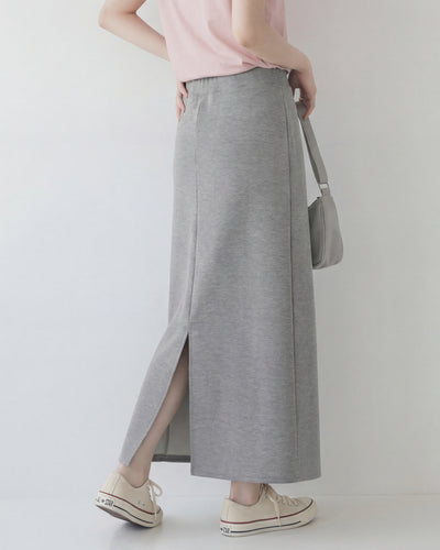 抽繩高腰開衩運動長裙