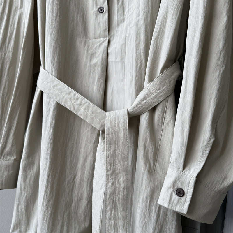 「秋季新品 」M-L 立領綁帶寬鬆襯衫洋裝