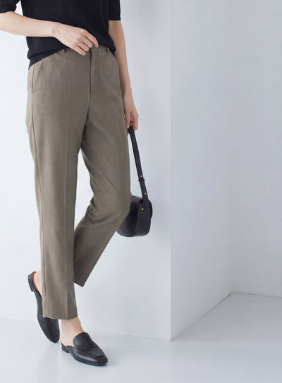 高腰直筒九分西裝褲-煙灰色-3XL