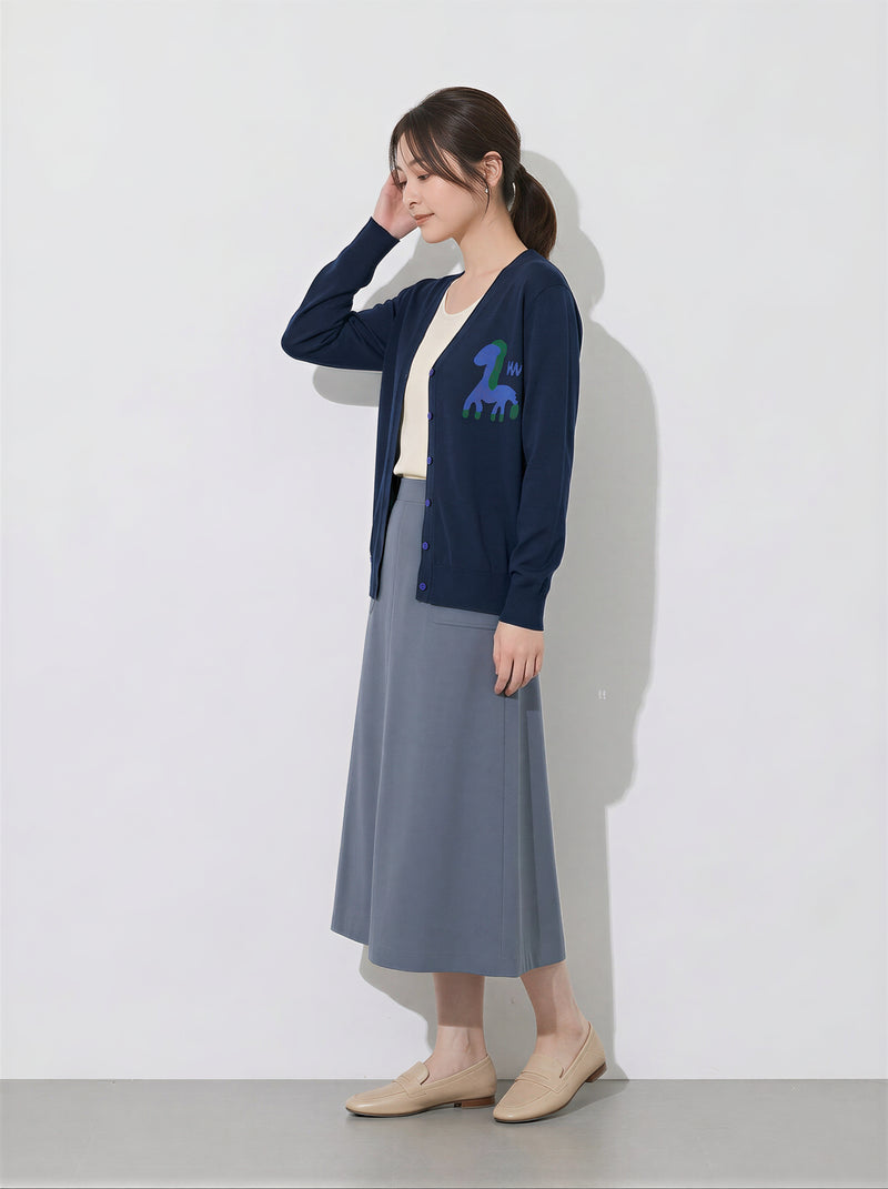 「秋季新品 」S-XL V領撞色圖案針織開襟衫