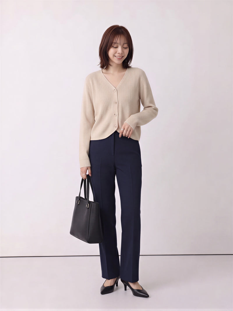 「兩色」S-2XL V領圓弧下襬 | 寬鬆針織開襟衫