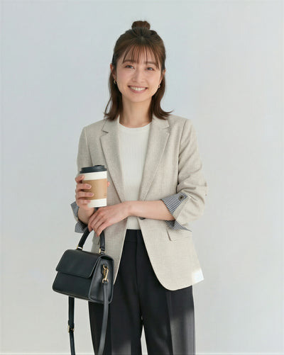 單釦修身七分袖翻袖西裝外套