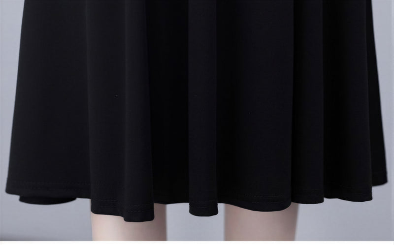 「秋季新品 」M~5XL V領收腰網紗袖蕾絲洋裝