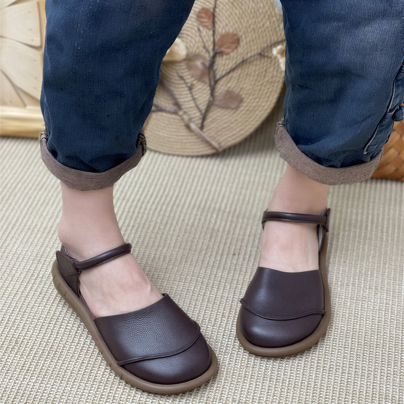 「兩色」「秋季新品 」圓頭拼接 復古簡約 女式包頭涼鞋