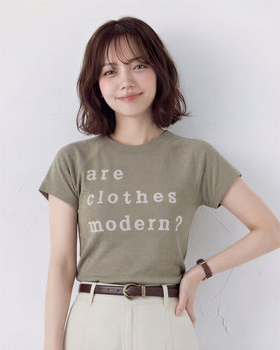 修身短版 落肩插袖 字母毛圈短袖T恤