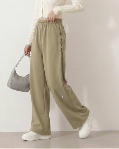 側綁抽繩闊腿運動褲