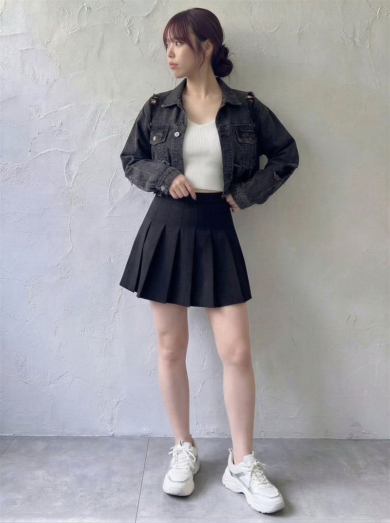 煙灰色做舊破洞毛邊短版牛仔外套