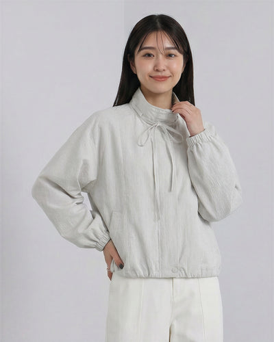 立領抽繩廓形短外套