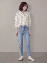 「秋季新品 」M-2XL 精選優質全棉 碎花木耳邊白色襯衫