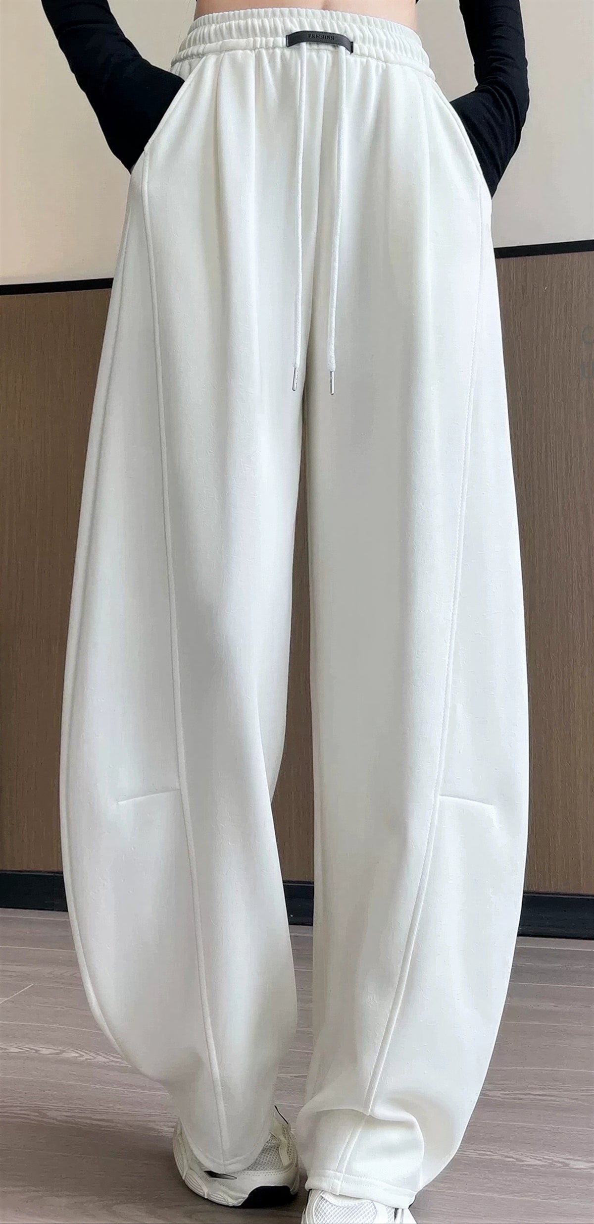 「秋季新品 」「多色」高腰抽繩立體寬褲