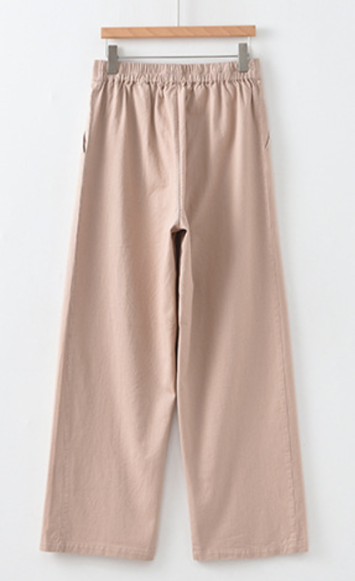 「兩色」「秋季新品 」 M-2XL 高腰垂墜感寬鬆闊腿褲