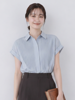 立體壓褶拼接短袖襯衫