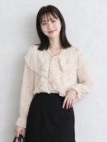 「秋季新品 」荷葉邊飄帶波點襯衫