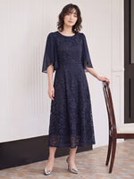 「秋季新品 」「3色」S-2XL 品質披肩袖收腰 | 蕾絲洋裝