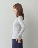 「秋季新品 」S-XL 灰色修身撞色滾邊插肩長袖打底T恤
