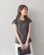 S-2XL 灰色斜襟綁帶 | 氣質不對稱襯衫上衣