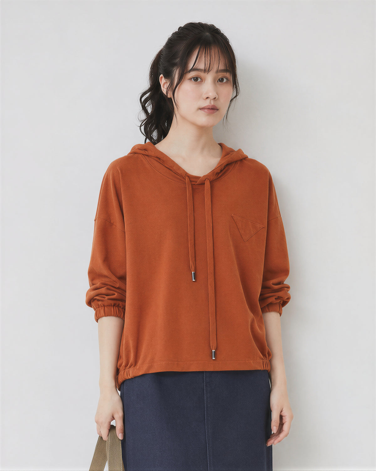 「秋季新品 」大碼寬鬆落肩抽繩連帽衛衣