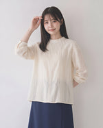 「秋季新品 」「兩色」M-2XL 立體壓褶蕾絲拼接燈籠袖襯衫