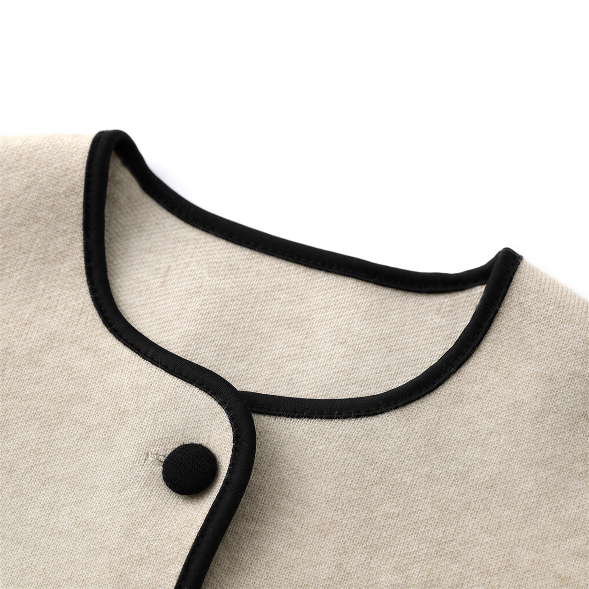 「兩色」「秋季新品 」 S-2XL 撞色滾邊圓領短版開襟衫