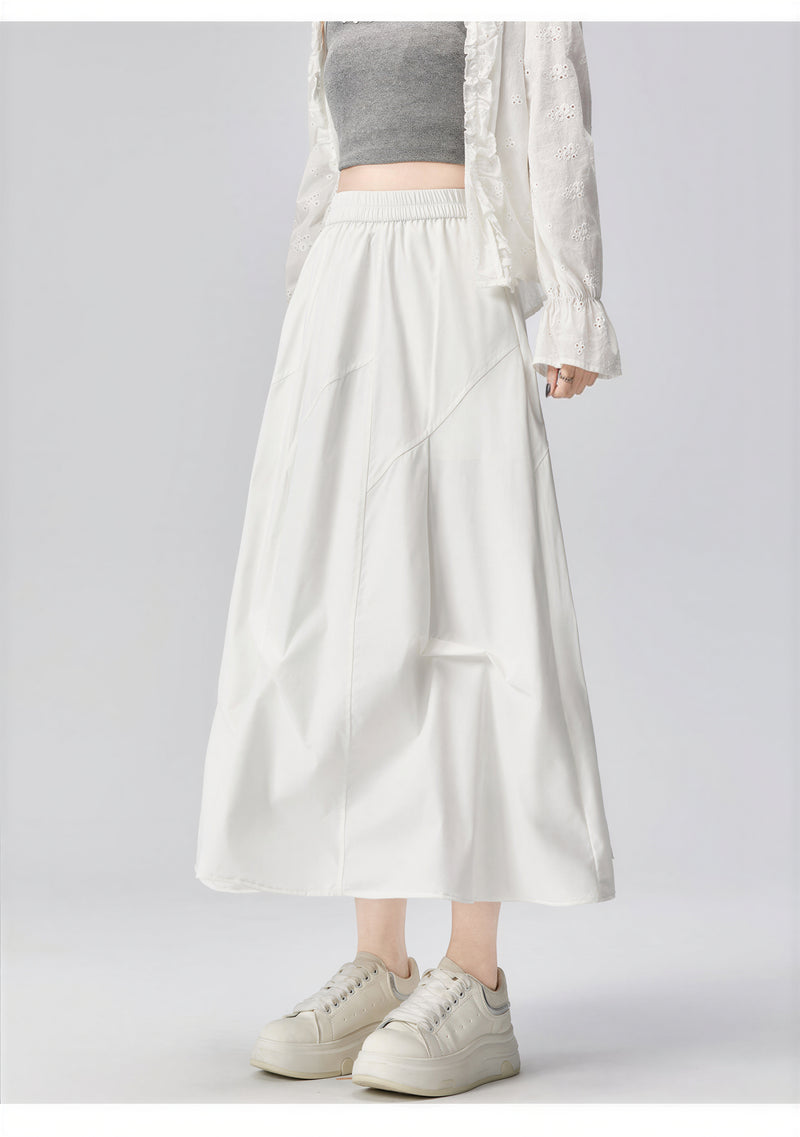 「多色」S-2XL 立體拼線蓬感半身裙
