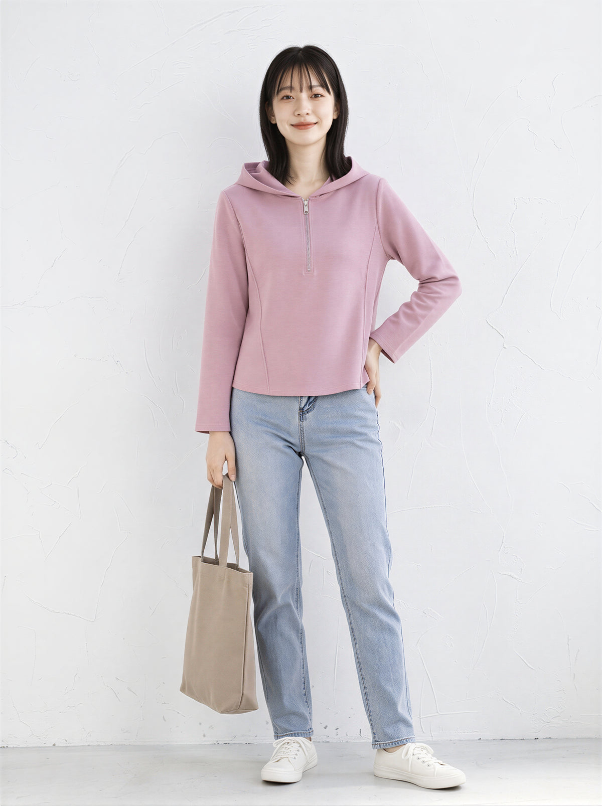 「秋季新品 」「多色」半拉鍊連帽修身衛衣