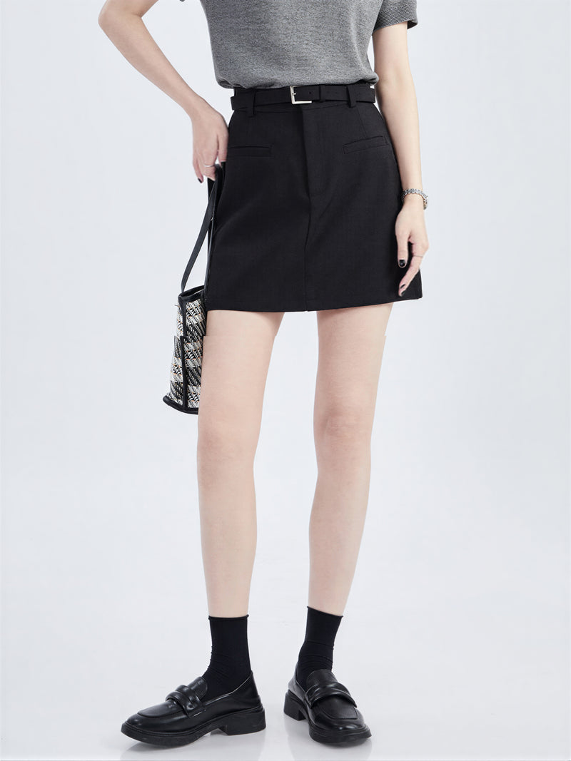 黑色半身裙設計感小眾高腰顯瘦a字短裙