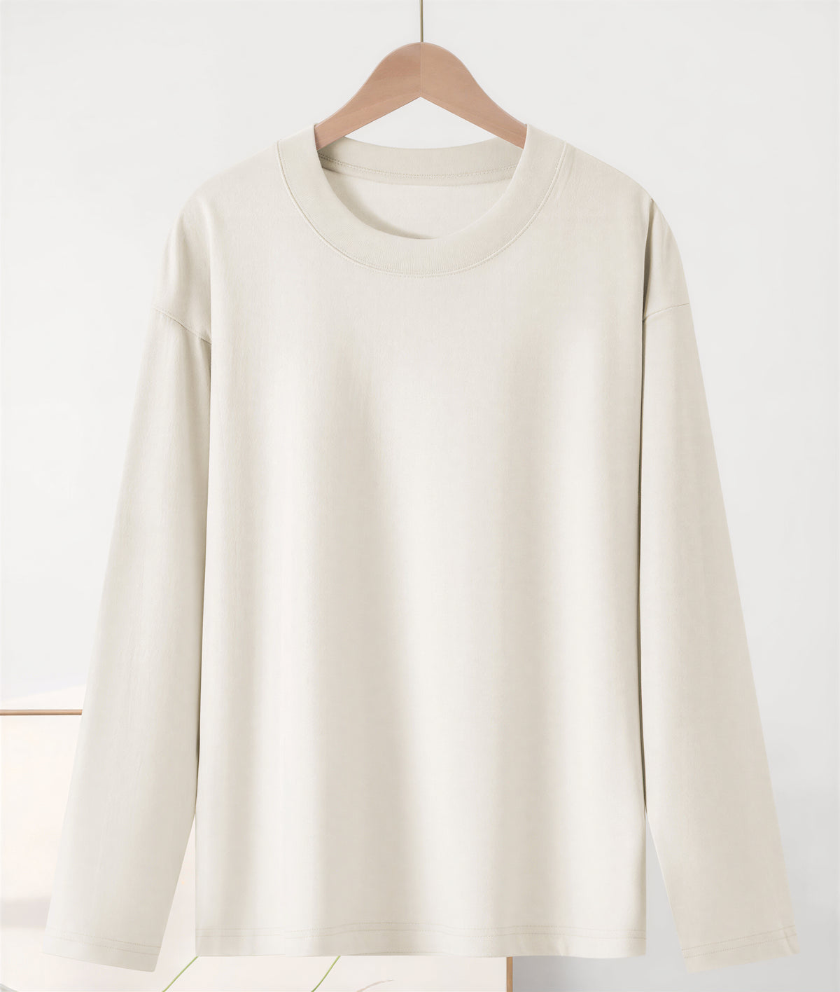 「4色」S-4XL 圓領落肩寬鬆長袖T恤