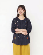 M-4XL 寬鬆刺繡燈籠袖襯衫