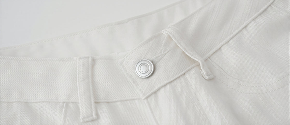 「秋季新品 」S-XL 白色高腰垂墜感寬褲牛仔褲