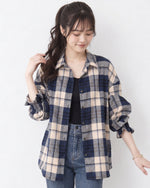 「秋季新品 」寬鬆格紋翻領襯衫