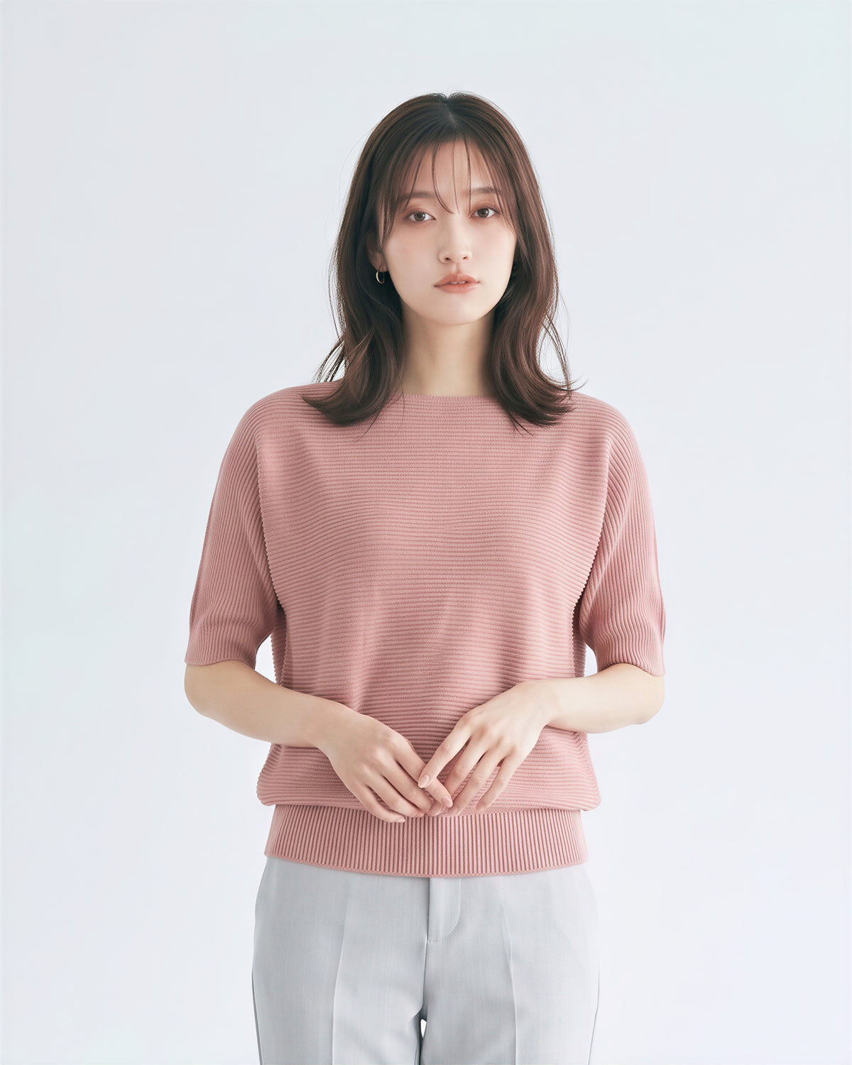 「3色」S-XL 寬鬆落肩羅紋針織衫
