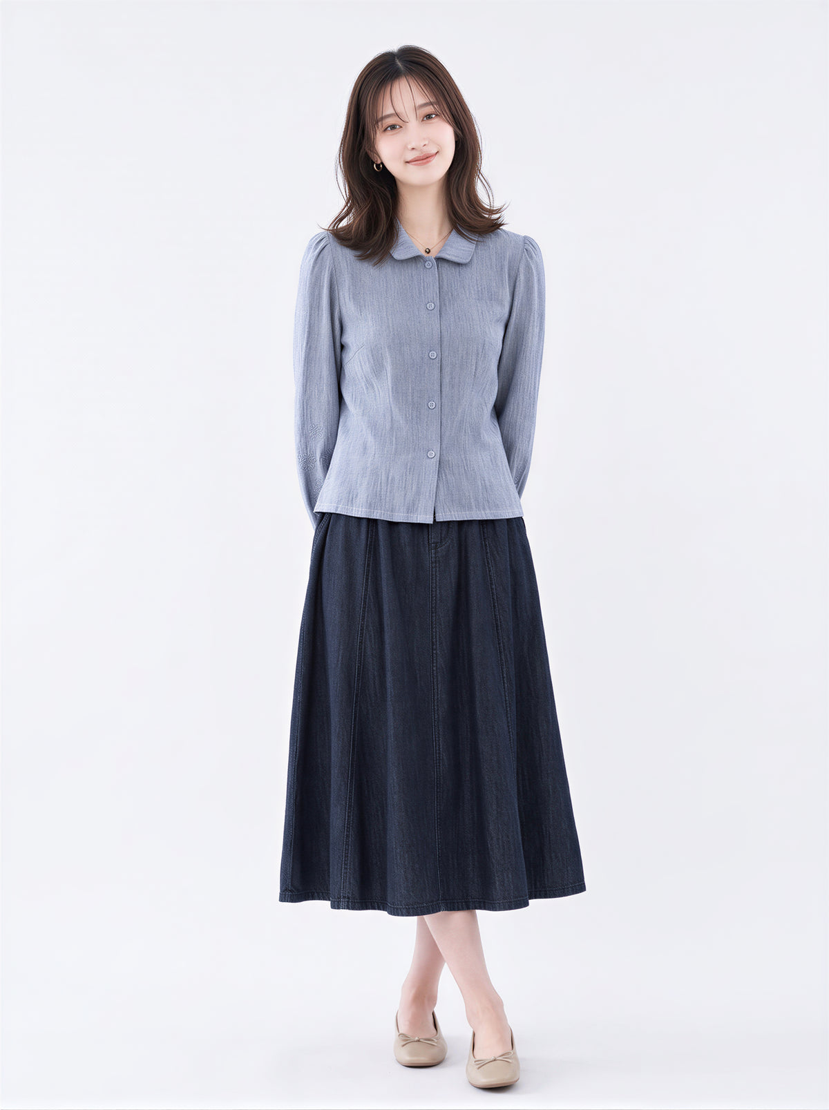 「秋季新品 」「3色」收腰短版泡袖襯衫