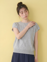 小圓領閃點提花蝙蝠袖針織短袖T恤