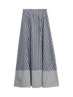 「兩色」S-XL 直條拼接撞色滾邊A字傘裙