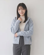 「秋季新品 」淺藍色 寬鬆短版抽繩連帽衛衣