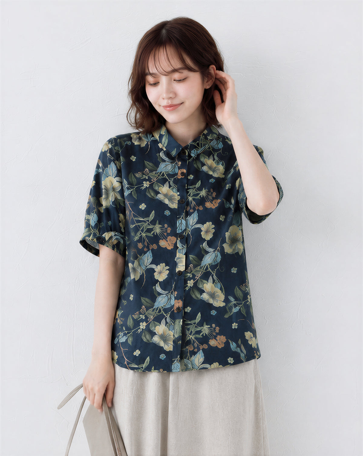 M-2XL 舒適休閒復古 | 印花藍色襯衫