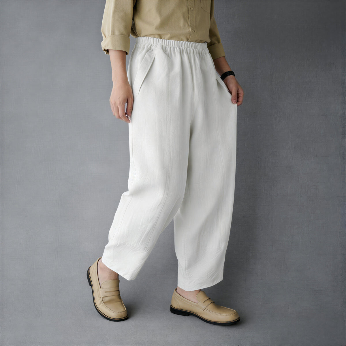 「多色」S~5XL 鬆緊腰寬鬆立體哈倫褲