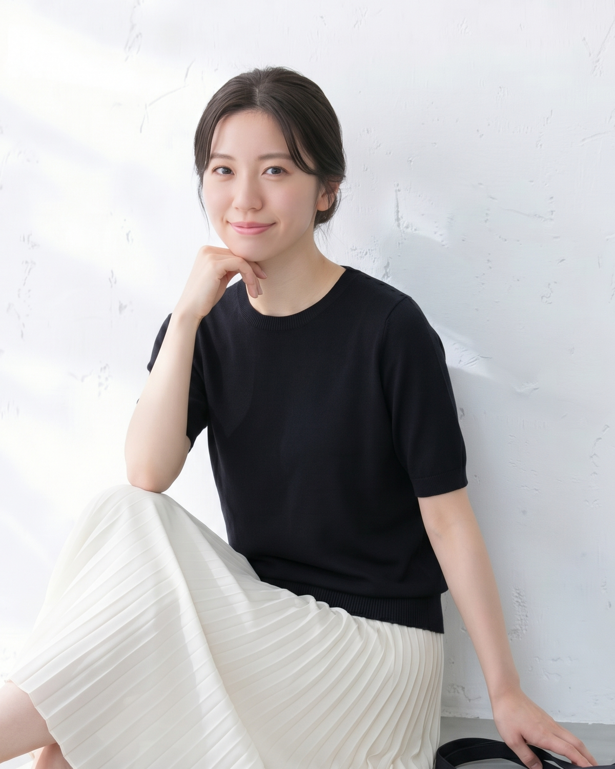 全棉舒適 圓領修身羅紋針織短袖
