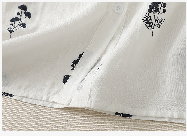 「兩色」M-3XL 小圓領 | 印花寬鬆短袖襯衫