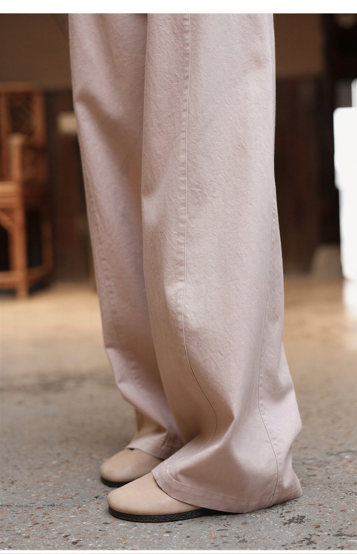 「兩色」「秋季新品 」 M-2XL 高腰垂墜感寬鬆闊腿褲