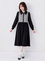「秋季新品 」S-XL 拼接翻領收腰襯衫長袖洋裝