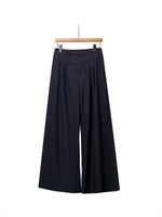 「秋季新品 」S-XL 深藍色高腰垂墜感不對稱寬褲