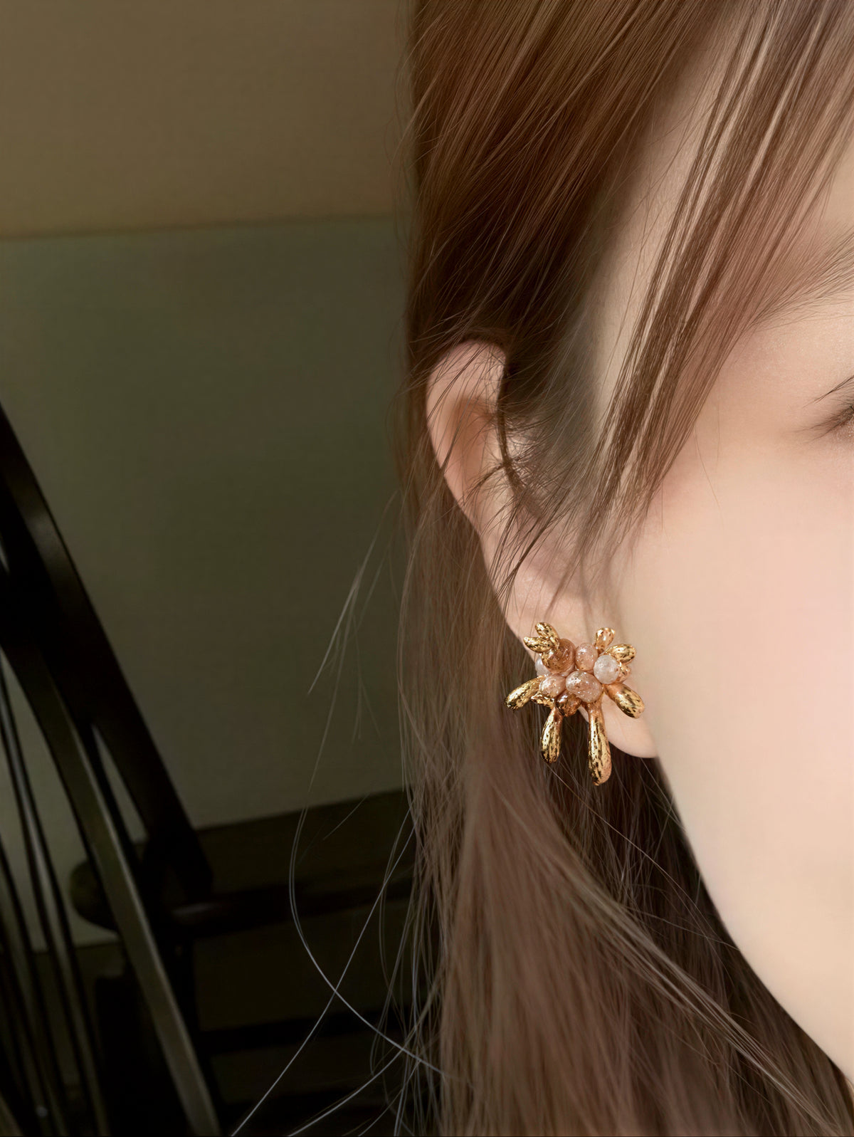 【S925純銀針】復古暖棕煙火花簇 美拉德煙火耳釘